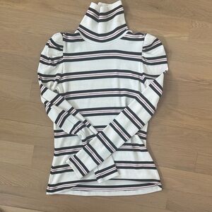 Veronica Beard Striped Long Sleeve Turtleneck